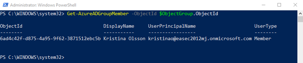 Get-AzureADGroupMember