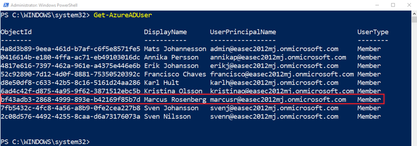 Get-AzureADUser