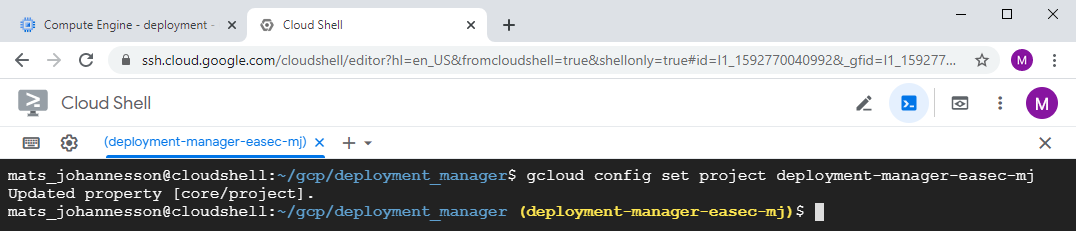https://stordevsumj.blob.core.windows.net/easec/dm%2Fgcloud config set project deployment-manager-easec-xx.png