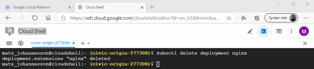 kubectl delete deployment nginx